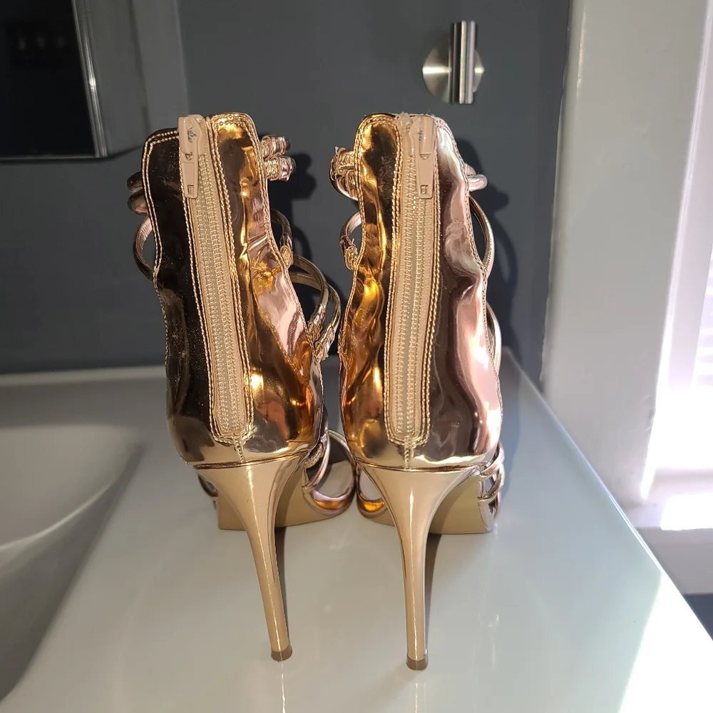 Steve Madden Gold Strappy Heels - Picture 3 of 5